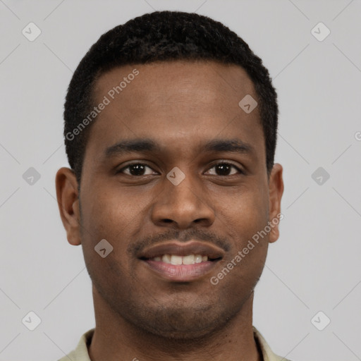 Neutral latino young-adult male with short  brown hair and brown eyes