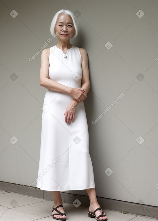 Chinese 45 years female with  white hair