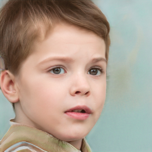 Neutral white child female with short  brown hair and brown eyes