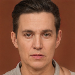 Neutral white adult male with short  brown hair and brown eyes