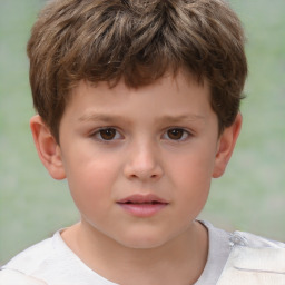 Neutral white child male with short  brown hair and brown eyes