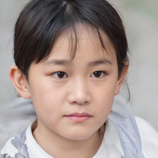 Neutral white child female with medium  brown hair and brown eyes