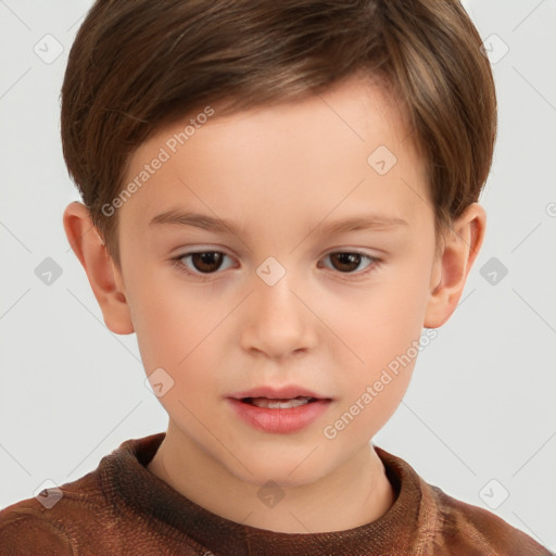 Neutral white child male with short  brown hair and brown eyes