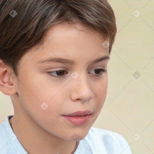 Neutral white child female with short  brown hair and brown eyes