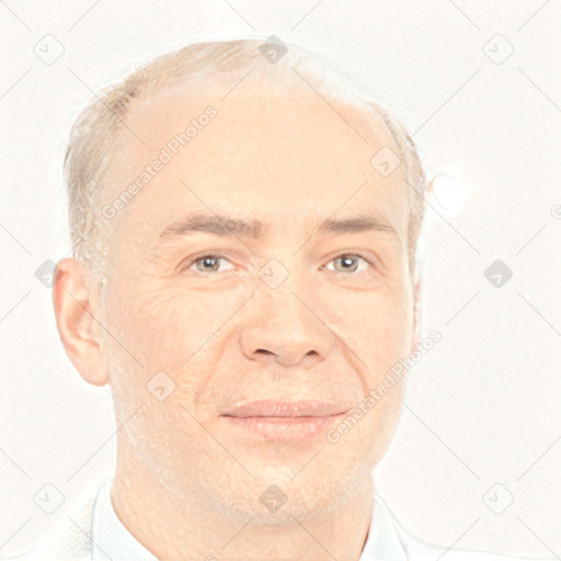 Neutral white adult male with short  brown hair and brown eyes