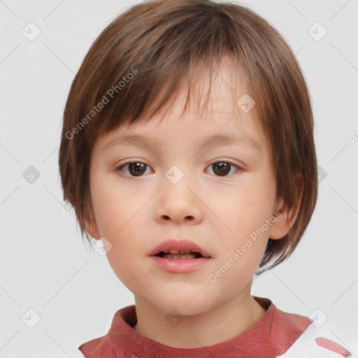 Neutral white child female with medium  brown hair and brown eyes