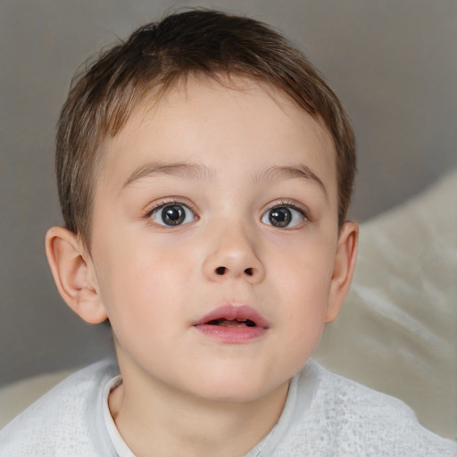 Neutral white child male with short  brown hair and brown eyes