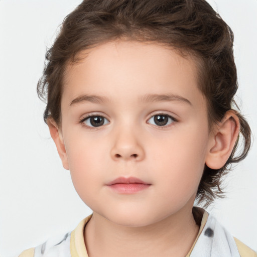 Neutral white child female with medium  brown hair and brown eyes