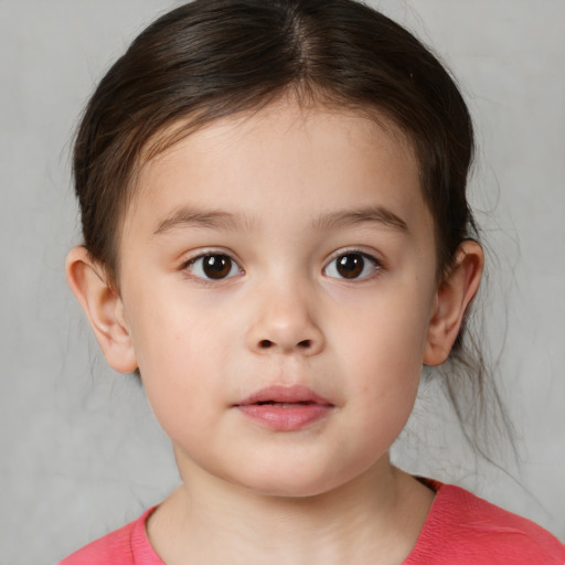 Neutral white child female with medium  brown hair and brown eyes