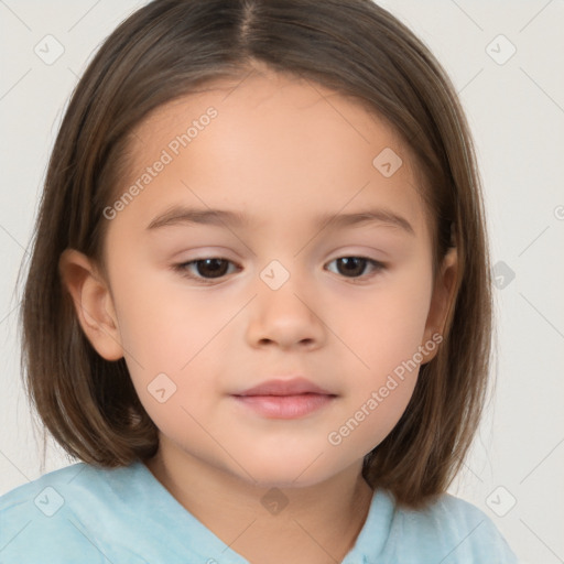 Neutral white child female with medium  brown hair and brown eyes