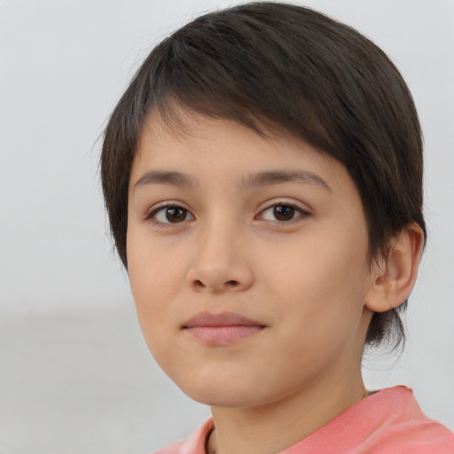 Neutral white child female with medium  brown hair and brown eyes