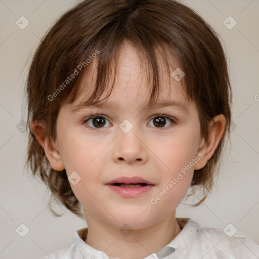 Neutral white child female with medium  brown hair and brown eyes