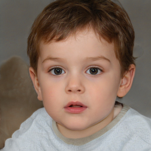 Neutral white child male with short  brown hair and brown eyes