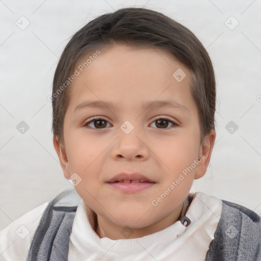 Neutral white child male with short  brown hair and brown eyes