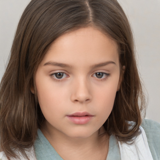 Neutral white child female with medium  brown hair and brown eyes