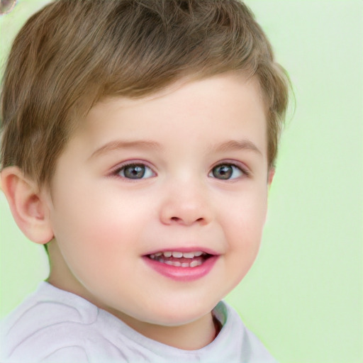 Joyful white child male with short  brown hair and brown eyes