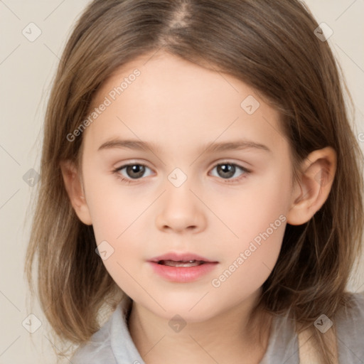 Neutral white child female with medium  brown hair and brown eyes