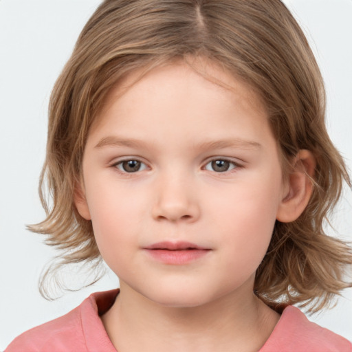 Neutral white child female with medium  brown hair and brown eyes