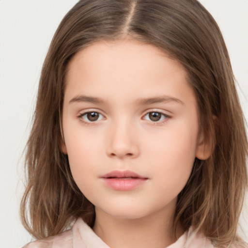 Neutral white child female with medium  brown hair and brown eyes