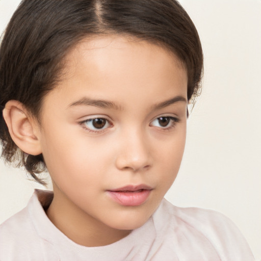 Neutral white child female with medium  brown hair and brown eyes