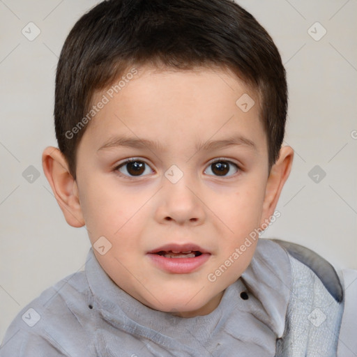 Neutral white child male with short  brown hair and brown eyes