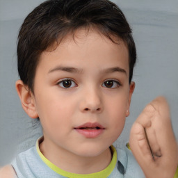 Neutral white child female with short  brown hair and brown eyes