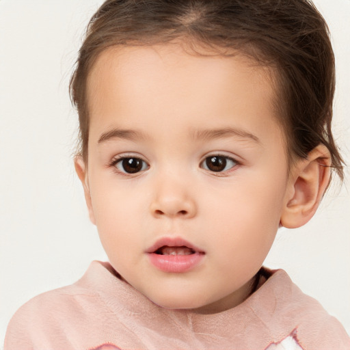 Neutral white child female with short  brown hair and brown eyes