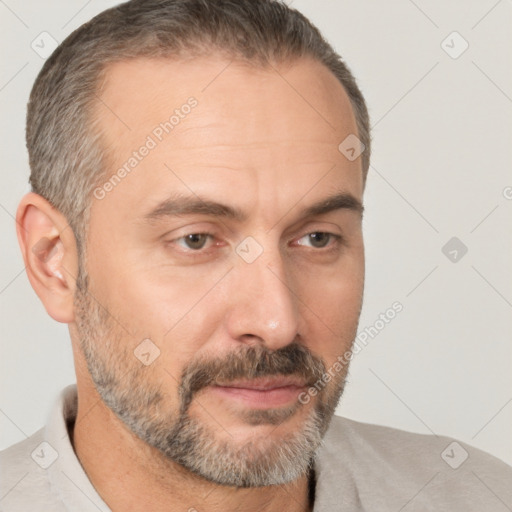 Neutral white adult male with short  brown hair and brown eyes