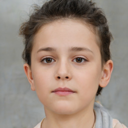 Neutral white child female with short  brown hair and brown eyes