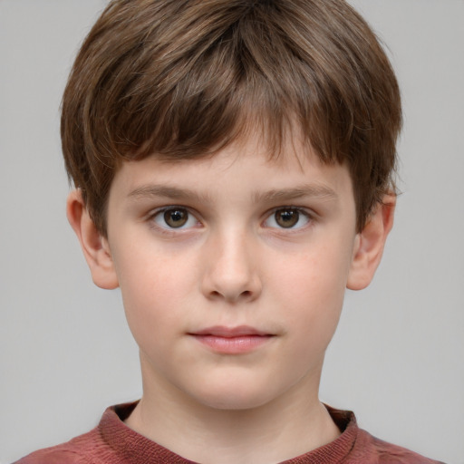 Neutral white child male with short  brown hair and grey eyes