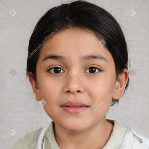 Neutral white child female with medium  brown hair and brown eyes