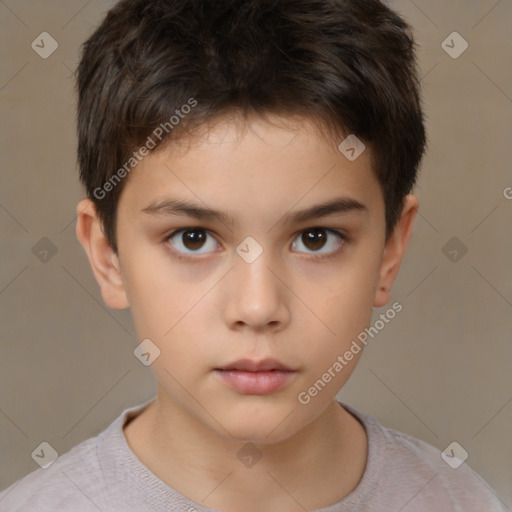 Neutral white child male with short  brown hair and brown eyes