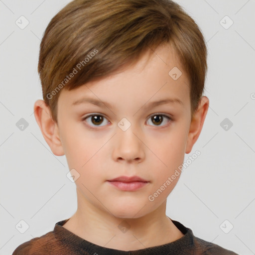 Neutral white child male with short  brown hair and brown eyes