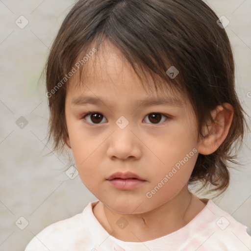 Neutral white child female with medium  brown hair and brown eyes