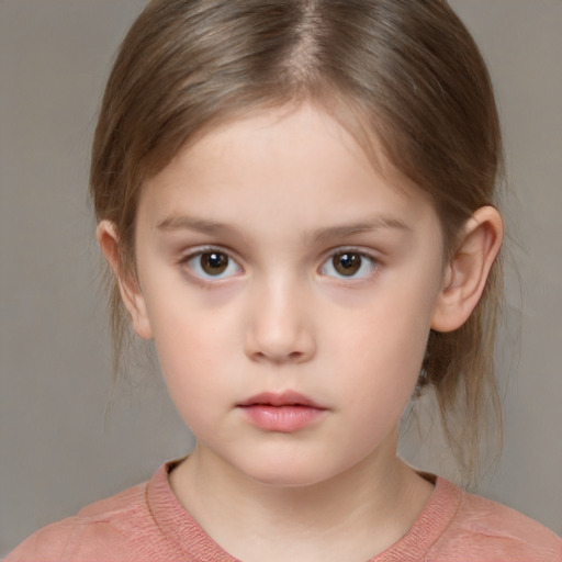 Neutral white child female with medium  brown hair and brown eyes