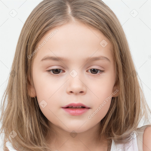 Neutral white child female with medium  brown hair and brown eyes