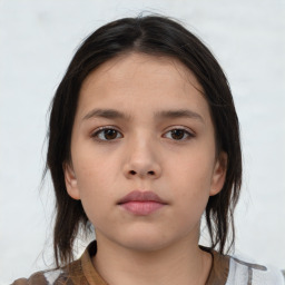 Neutral white child female with medium  brown hair and brown eyes