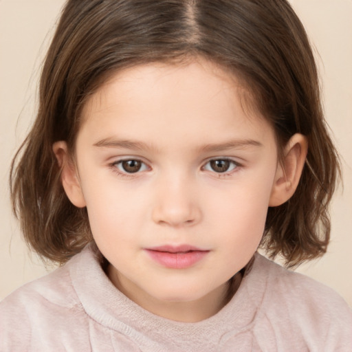 Neutral white child female with medium  brown hair and brown eyes