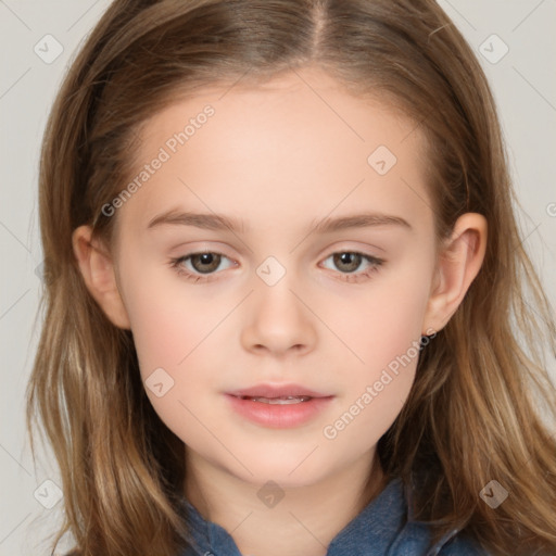 Neutral white child female with medium  brown hair and brown eyes