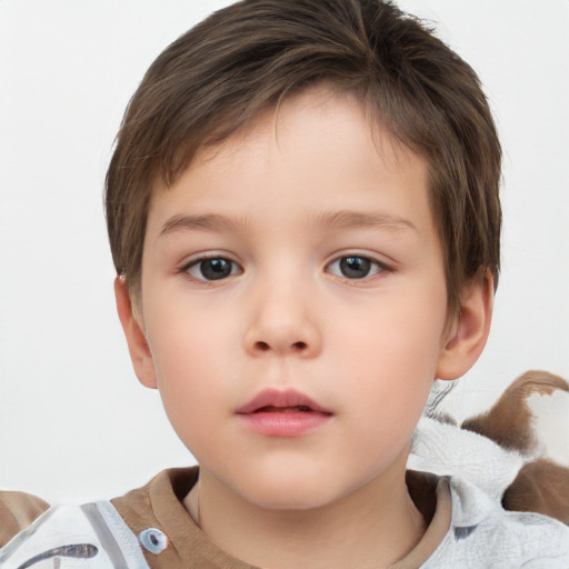 Neutral white child male with short  brown hair and brown eyes