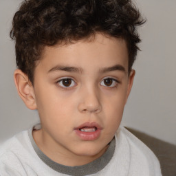 Neutral white child male with short  brown hair and brown eyes