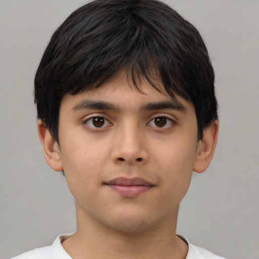 Neutral asian young-adult male with short  brown hair and brown eyes