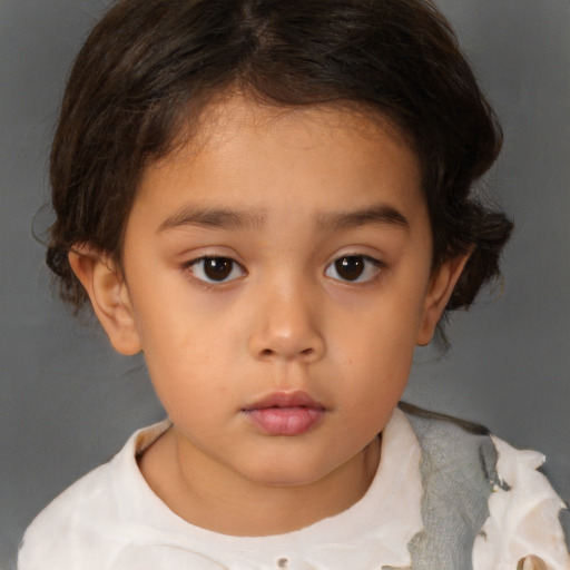 Neutral white child female with medium  brown hair and brown eyes