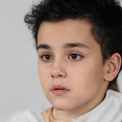 Neutral white child male with short  brown hair and brown eyes