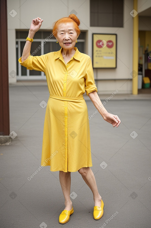 Taiwanese elderly female with  ginger hair