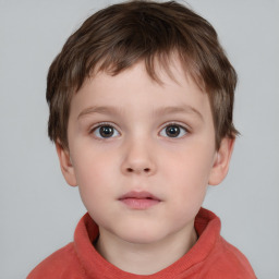 Neutral white child male with short  brown hair and brown eyes