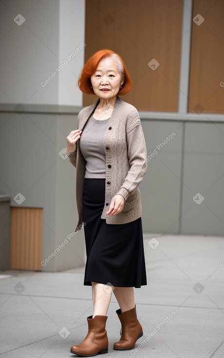 Korean elderly female with  ginger hair