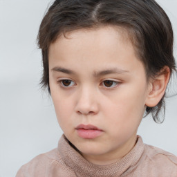 Neutral white child female with short  brown hair and brown eyes