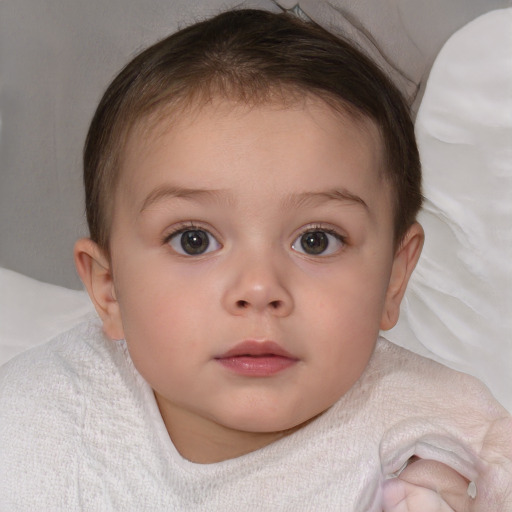 Neutral white child female with short  brown hair and brown eyes