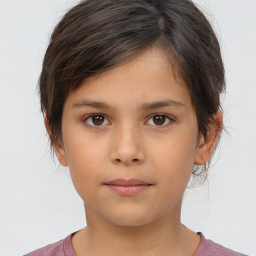 Neutral white child female with medium  brown hair and brown eyes